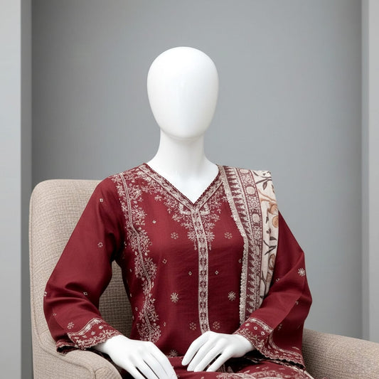 Unstitched Embroidered Premium Lawn 3PC AF9004