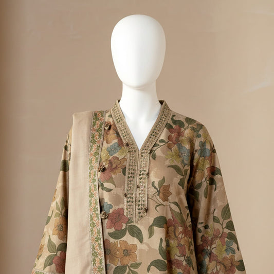 luxury embroidered print 3PC SUIT  FC751