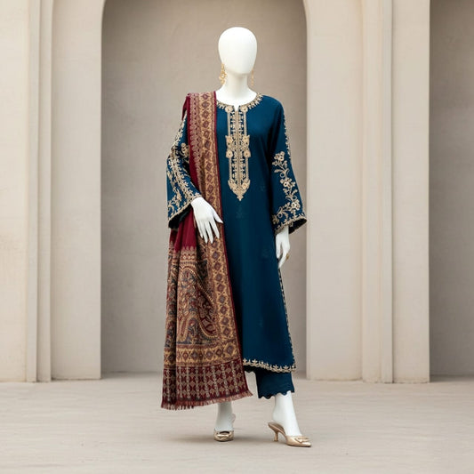 Unstitched Embroidered Premium Lawn 3PC AF9008