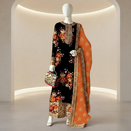 luxury embroidered print 3PC SUIT FC755