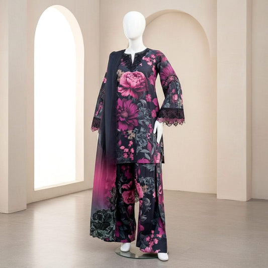 luxury embroidered print 3PC SUIT FC757